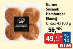 UNLÜX GURME SUSAMLI HAMBURGER EKMEĞİ 4X100 G